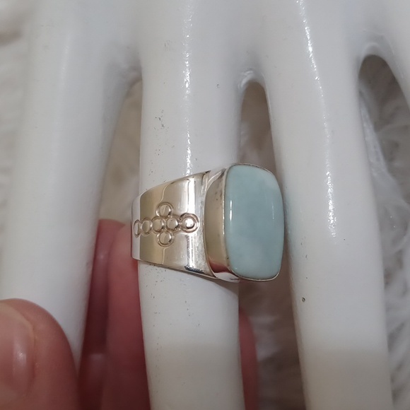 Jay King Mine Finds Silver Cushion Cut Larimar Ring NEW - Picture 5 of 10